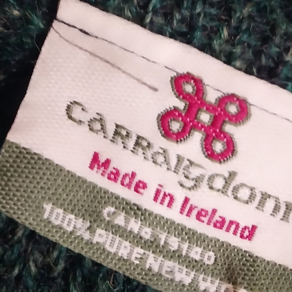 Carriagdonn Made In Ireland 100% Pure New Wool Green Cable Knit Cardigan - Picture 3 of 7